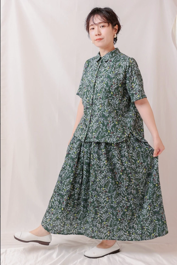 オーガニックコットン半袖ブラウス　「OLIVE」