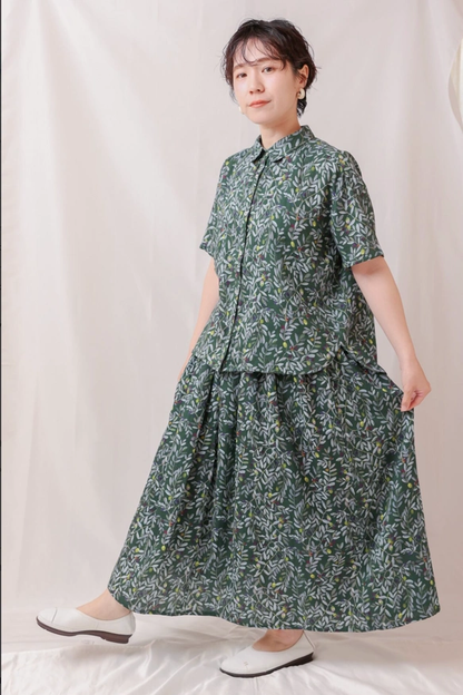 オーガニックコットン半袖ブラウス　「OLIVE」
