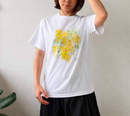 水彩画を着るTシャツ　「ミモザ」