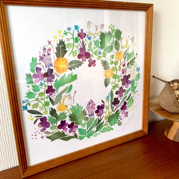 水彩海報(30cm×30cm) 「堇花盛開之處」