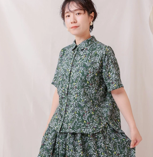 オーガニックコットン半袖ブラウス　「OLIVE」