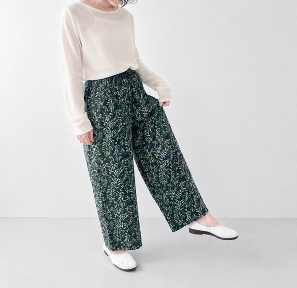 オーガニックコットンワイドパンツ　「OLIVE」