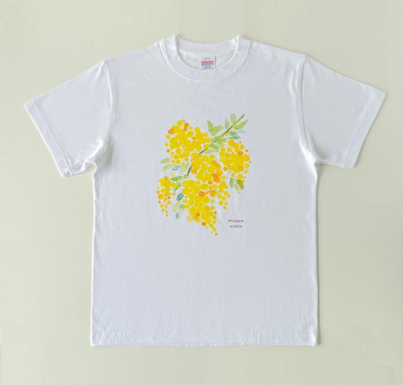 水彩画を着るTシャツ　「ミモザ」