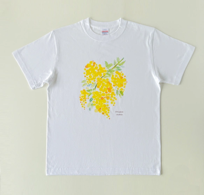 水彩画を着るTシャツ　「ミモザ」