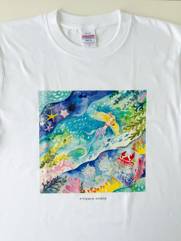 水彩画を着るTシャツ　「深海の人魚姫」