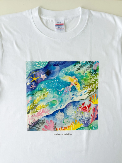 水彩画を着るTシャツ　「深海の人魚姫」
