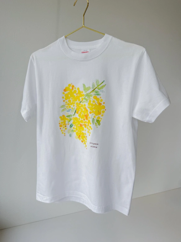 水彩画を着るTシャツ　「ミモザ」