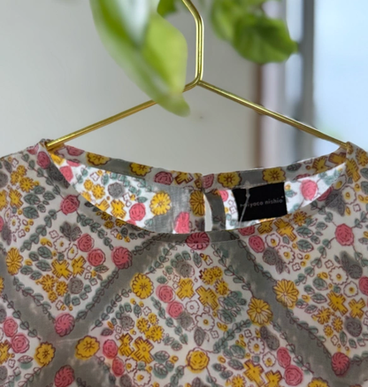 オーガニックコットン半袖プルオーバーブラウス　「FLOWER」