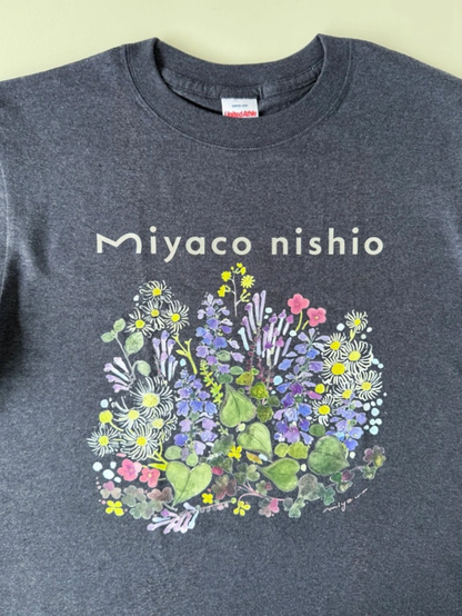 水彩画を着るTシャツ　「ハルジオンの頃」gray